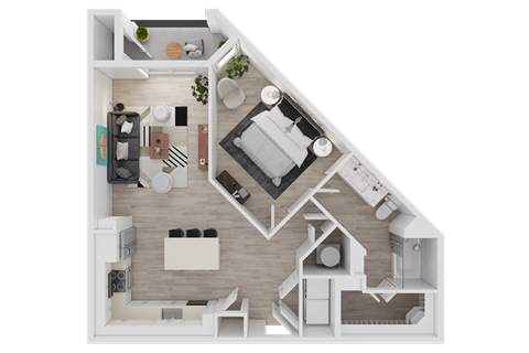 Floor plan for 1 bed, 1 bath, 806 sqft